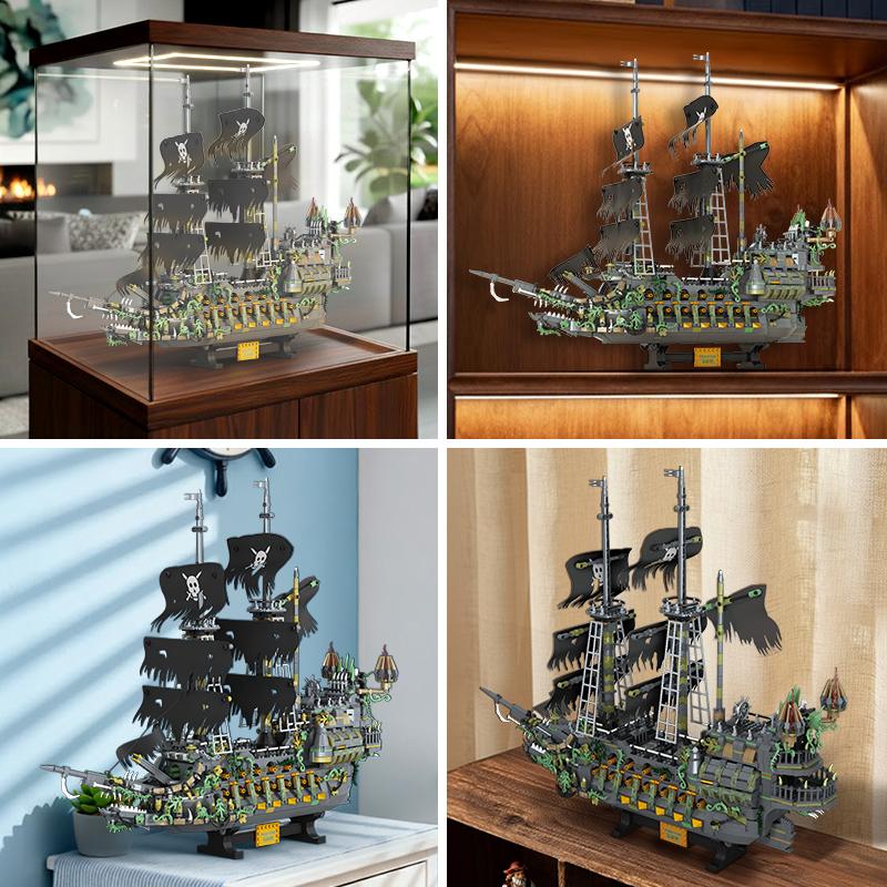 2434pcs Unique Plastic Pirate Ship Building Blocks Set - Nautical Sailboat Model Building Kits, Do It Yourself Open Ended Play Toy for 12+ Movie Lovers, Collectible Christmas/Birthday Gift & Home Decor