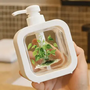 Elegant Pump Dispenser Bottle with Botanical Leaf Design - Refillable Soap/Lotion/Dispensing Container for Bathroom & Kitchen - Eco-Friendly Plastic, Stylish Decor for Home Organization