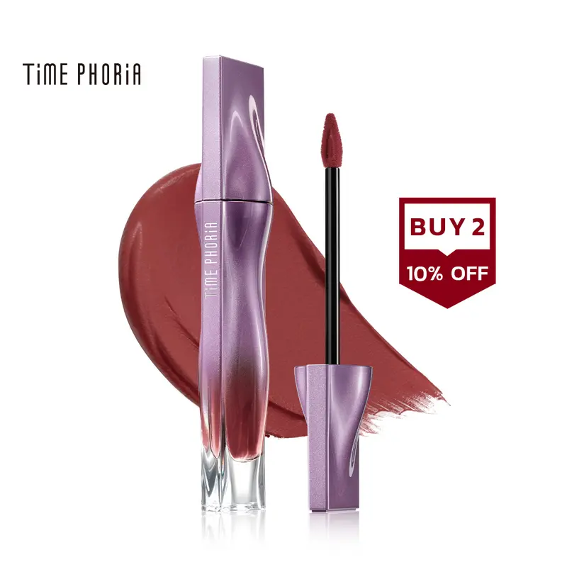 TIMEPHORIA Nebula Velvet Lip Cream 4ML - Luxurious Velvet Lipstick Lip Tint Lip Gloss Soft Blurring 12 Hours Comfort Longwear Makeup Cosmetic Blend Glossy Daily Compact