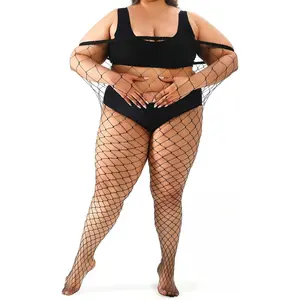 Plus Size Fishnet tights stockings Big Mesh Leggings Pantyhose for women