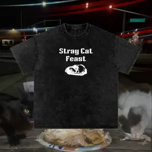 Stray Cat Feast Logo Vintage Oversized T-Shirt