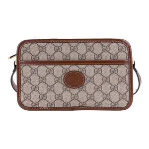 Pre-owned GUCCI canves Crossbody Bags Canvas and Leather Crossbody Bag Ebony and Brown