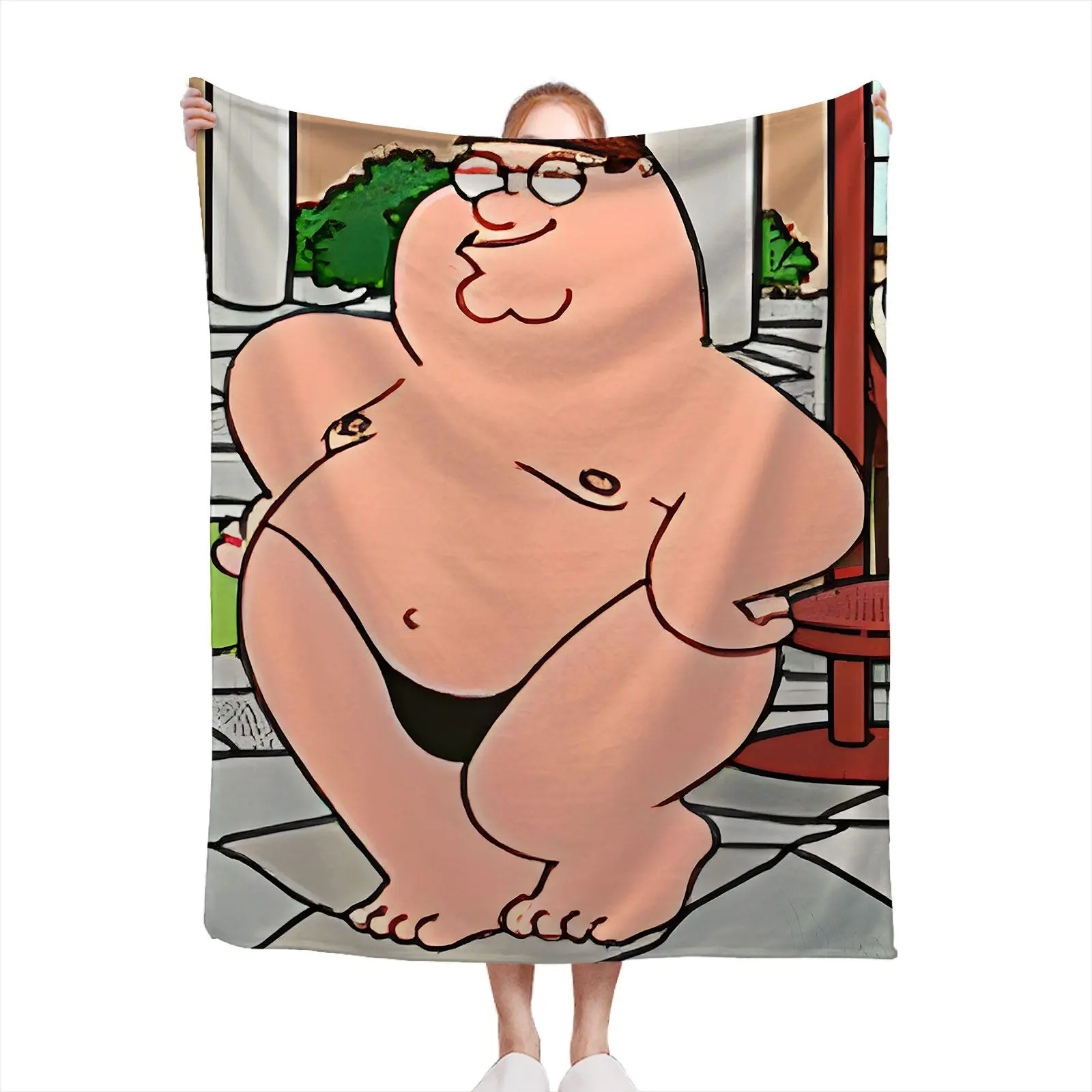 Family Guy Flannel Throw Blanket Perfect For Apartment Renters & College Students Soft Flannel Blanket Sofa Drape Porch Sitting Bedroom Cozy Gift