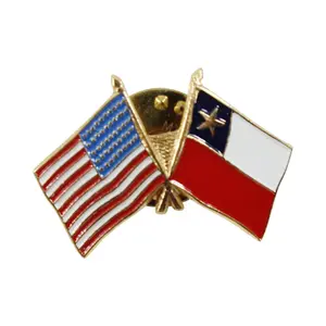 Unisex Gold-Plated Stars-Stripes Flag Motif Lapel Pin - Hand-Painted Chile Souvenir, Durable Fashion Accessory Brooch