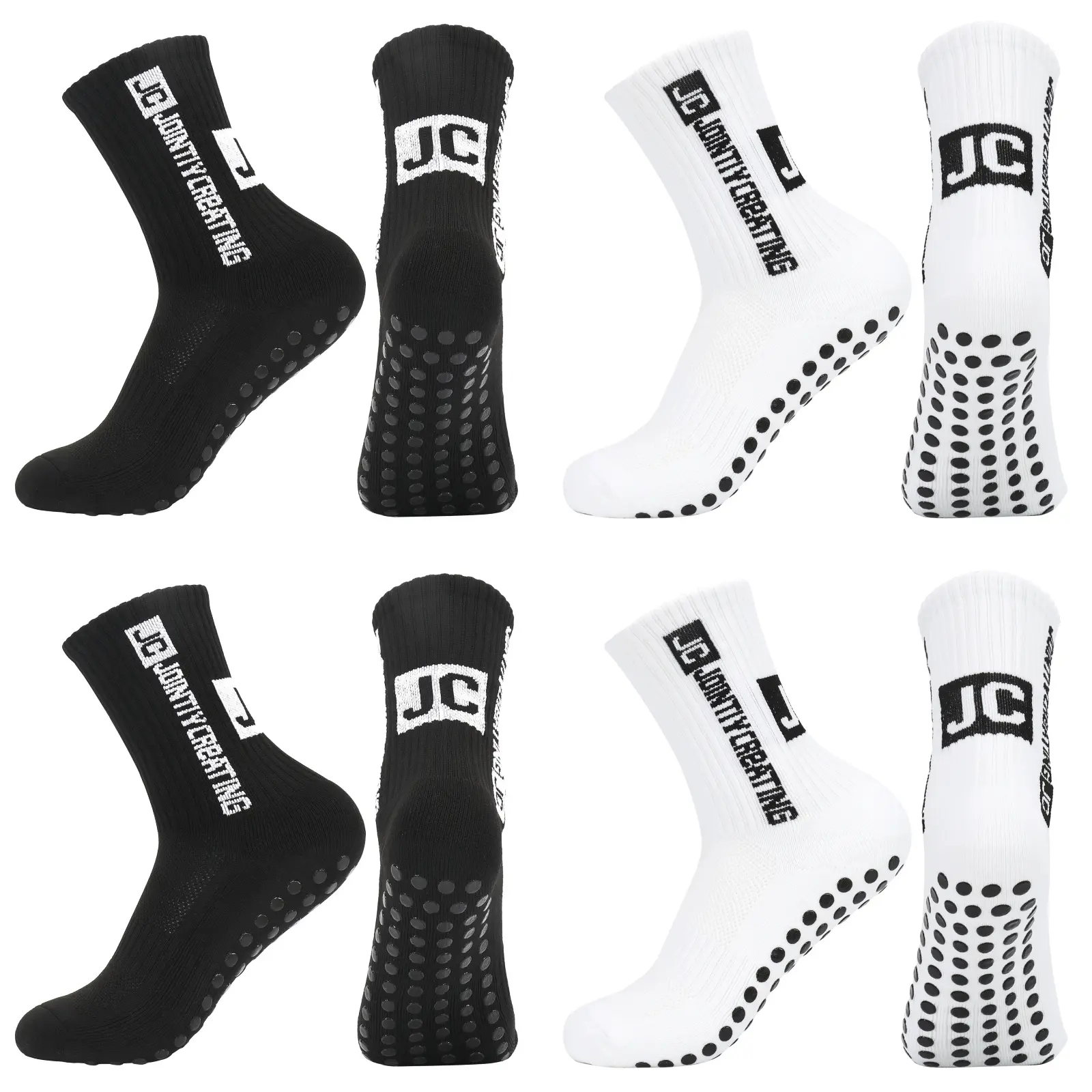 Men Anti Slip Grip Soccer Socks, Full Sole Silicone Traction Pads Athletic Socks, Breathable Non-Slip Football Basketball Training Sports Socks for Youth Adult Players
