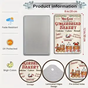 8x12 Inch Vintage Rustic Mrs. Claus Gingerbread Bakery Metal Sign Wall Decor for Home Farmhouse Kitchen Cafe Bar Christmas Gift
