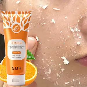 Exfoliating Gel with Orange Enzyme & Vitamin C, Deep Cleansing Pore Scrub, 3-in-1 Makeup Remover & Brightening Cleanser, Gentle Formula for All Skin Types, Daily Face & Body Care, 100g