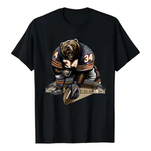 Chicago Pride Bear Graphic Number 34 Tee, Unisex 100% Cotton Football Lover Tee, Team Pride Fan Gift Merch