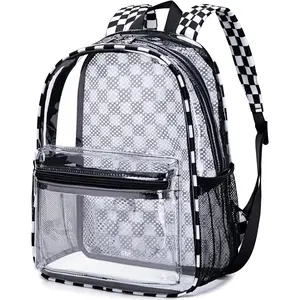 Clear Mini Backpack for Stadium Events 12x12x6 Small Transparent Backpacks Plastic See Through Clear Bag for Concerts Work Festival Security Travel