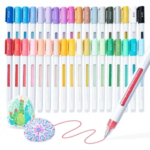 Ohuhu Acrylic Gel Pens: 0.7MM Extra Fine Rollerball Tip - 36 Colors - Colored Gel Pens High Opacity Acrylic Paint Pens for Journal Black Paper Scrapbooking Note Taking Rock Glass Wood DIY Craft - Wai Momi Series of Ohuhu