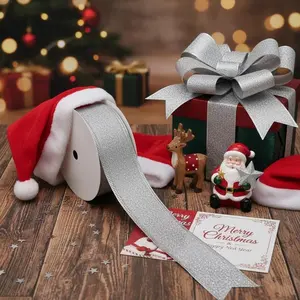 1.5inch 10Yards/roll Wedding Bow Ribbon, Mesh Wired Edge, Metallic Sequin Christmas Ribbon, Glitter Trim Ribbon, For Wedding/Handmade DIY/Gift Wrapping/Wreath/Party Decoration, Shiny Texture