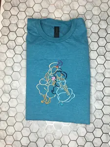 Blacque Unicorn Imagery "A Whole New World" Aladdin and Jasmine Themed Design with Unique Artwork for All Seasons - Top Embroidered T-shirt Unisex