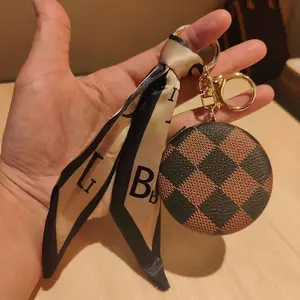 ZZLOVE Floral Leather Bag Charm Keychain, 6*6CM Portable Neck Hanging Mirror Pouch, Mini Gift for Bag Decoration