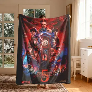 Stranger Things End Theme Figure Print Blanket, Large Size Soft Lightweight Warm, Perfect for Bed Sofa Office Camping Travel Christmas Gift