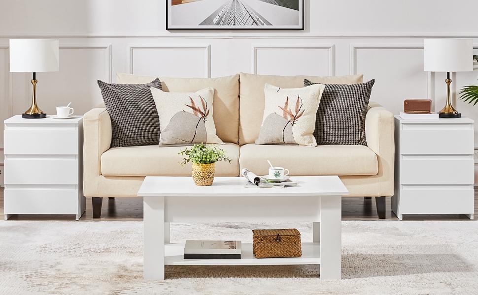 Yaheetech Simple 3-Drawer Vertical Nightstand Side Table with 3 Drawers for Bedroom, Living Room, Home Office