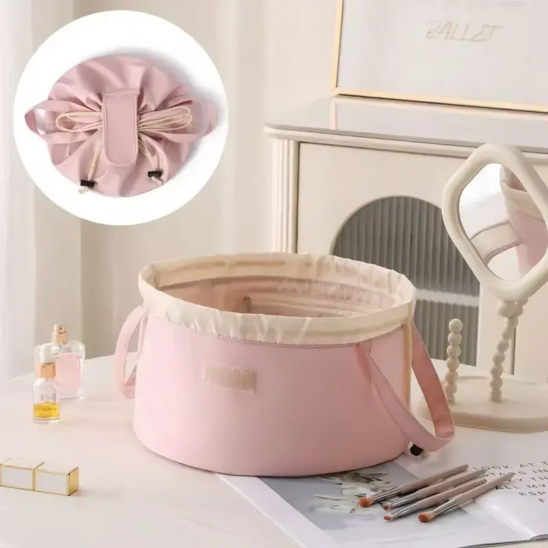 Large Capacity All-in-1 Lazy Drawstring Makeup Bag for Beauty Girls - Waterproof Synthetic Material, Portable Organized, Ideal for Home & Travel, Christmas Gift Cosmetic Pouch makeup bag makeup bags