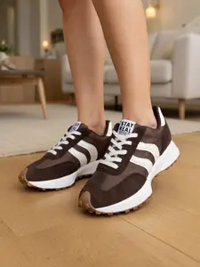 Women's Lightweight Fashion Sports Shoes, Classic Comfort Casual Outdoor Trainers, PU Leather Patchwork Design Rubber, All Seasons Wear