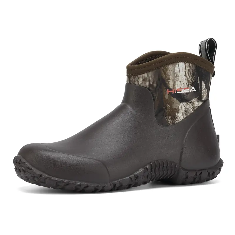 HISEA Men's Waterproof Rain Boots - Insulated Neoprene Ankle Footwear, Anti-Slip Rubber Walking Shoes for Gardening, Outdoor Work