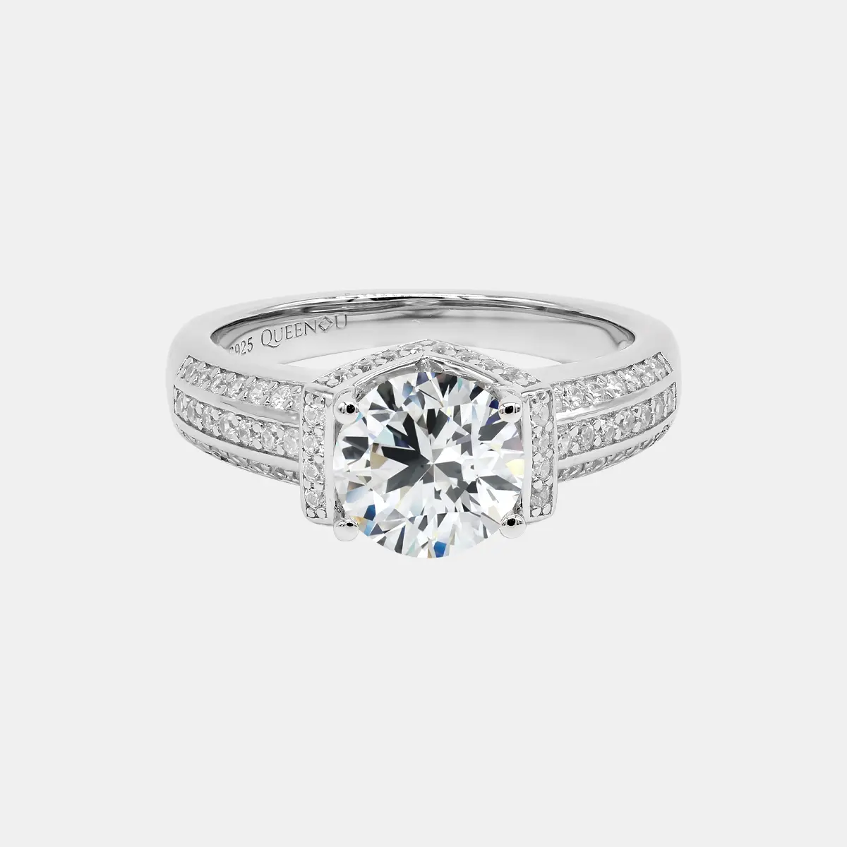 【705】Valentine's Flash "Deck The Hall" 2 Carat Synthetic Moissanite V-shaped Setting Ring