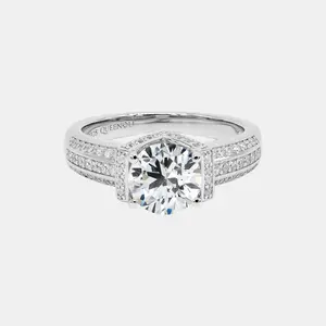【705】Valentine's Flash "Deck The Hall" 2 Carat Synthetic Moissanite V-shaped Setting Ring