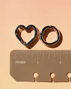 Metal Spring Carabiner Clip: 1 inch O Rings and Heart Rings for pet tag and keychain