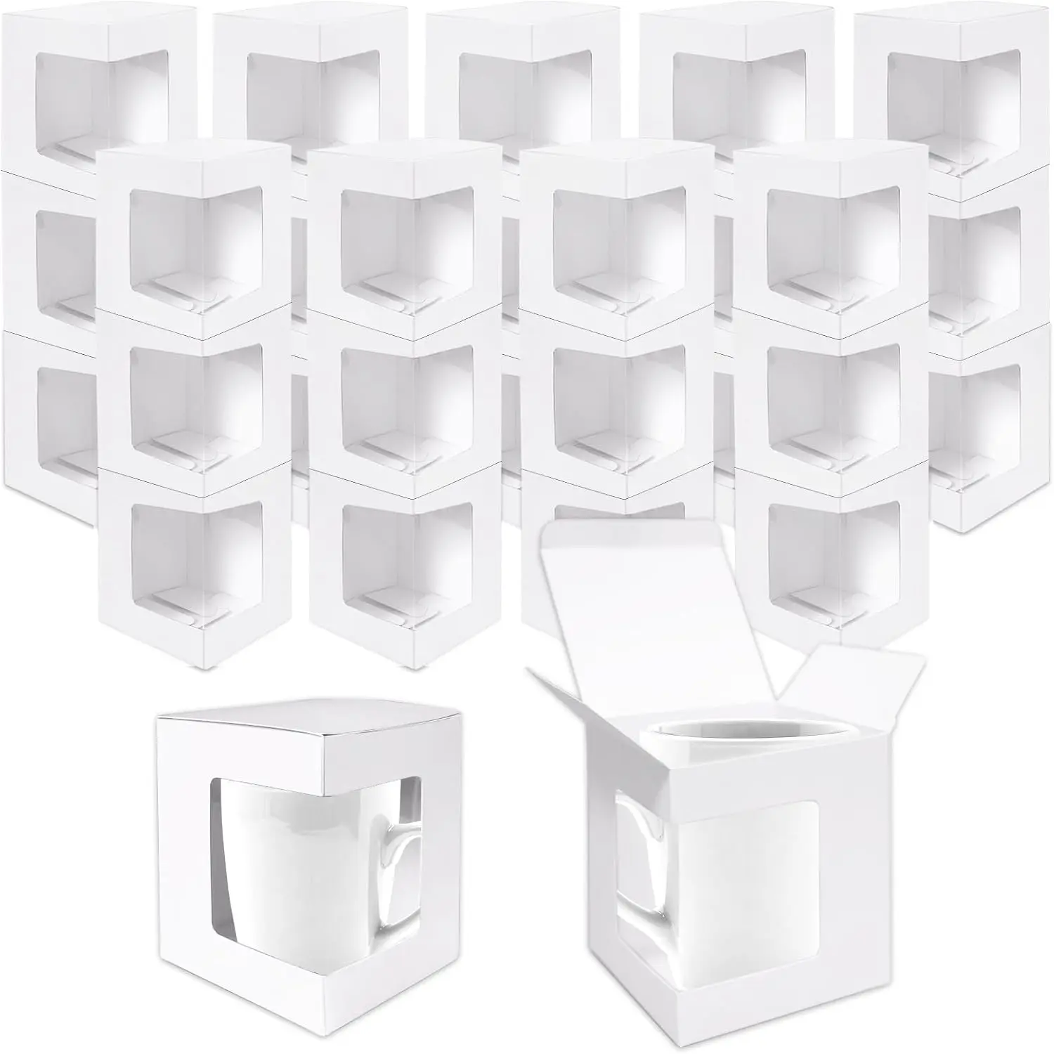 80 Pack Mug Boxes for Gifts Blanks Coffee Mugs Boxes Gift Boxes for Shipping Transparent Wine Glass Gift Box Sublimation Mugs Packaging Box for 11oz 12oz 15oz Gift Wrapping (White)