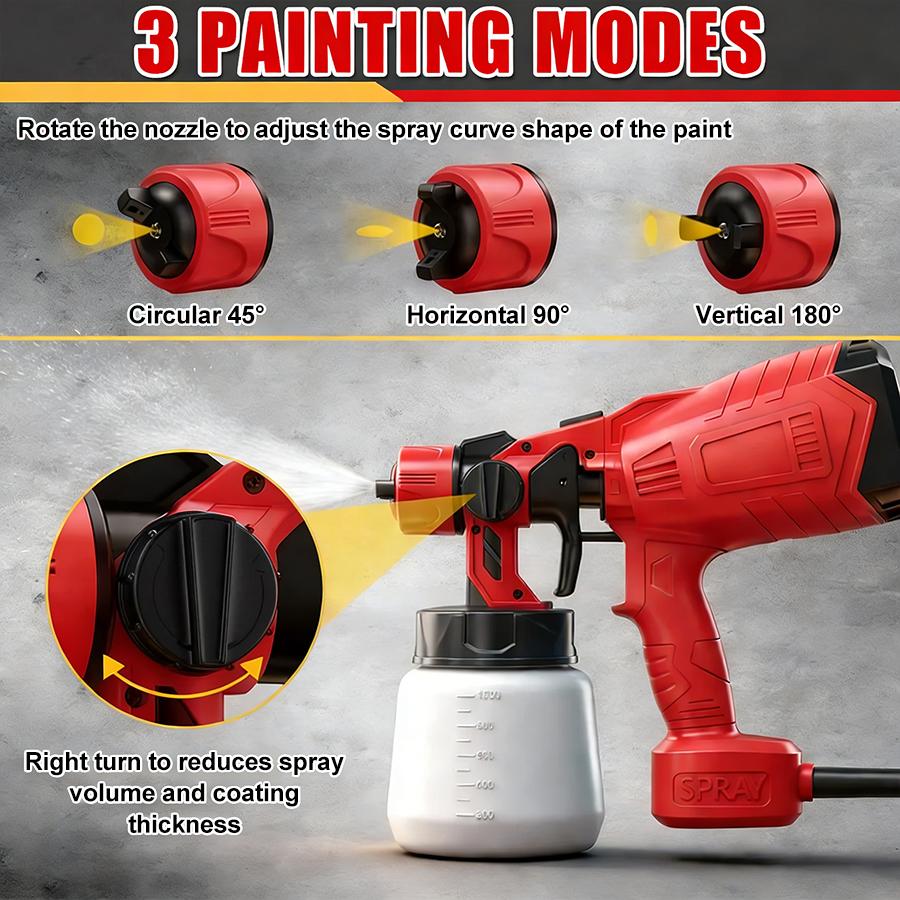 Electric Paint Sprayer for Home DIY - 3 Nozzles & Spray Patterns, Easy Clean Paint Gun for Walls, Furniture & Fences Electric Paint Sprayer for Home DIY - 3 Nozzles & Spray Patterns, Easy Clean Paint Gun for Walls, Furniture & Fences