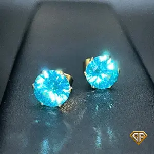 Blue Topaz Stud Earrings, December Birthstone Stud Earrings, Round Blue Gemstone, Christmas Gift for Her, 5mm or 8mm Available