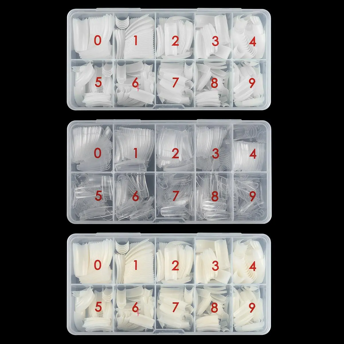 With A Nail Storage Box 500PCS 10 Sizes French Nail Tips Natural Clear White False Nails Half Cover Fake Nails Manicure Tools