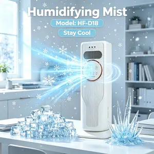 HF-D18 Vertical Ice Crystal Air Cooler Tower Fan, Evaporative Cooling Humidifying Mist Fan, Multifunctional Household Standing Air Circulator Low Noise Energy Saving Cooling Device For Bedroom Office Living Room Apartment Indoor Summer Heat Relief