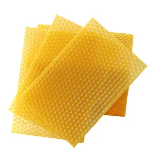 80Pcs Natural Beeswax Sheets ，Beeswax Honeycomb Sheets ，Wax Foundation Bee Hives Kit Beeswax Sheets for Candles Making Furniture Floor Polishing