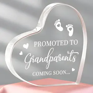 Acrylic Heart Shaped Pregnancy Announcement, Baby Announcement Sign, Grandparent Pregnancy Announcement, Home Decor for Grandparents