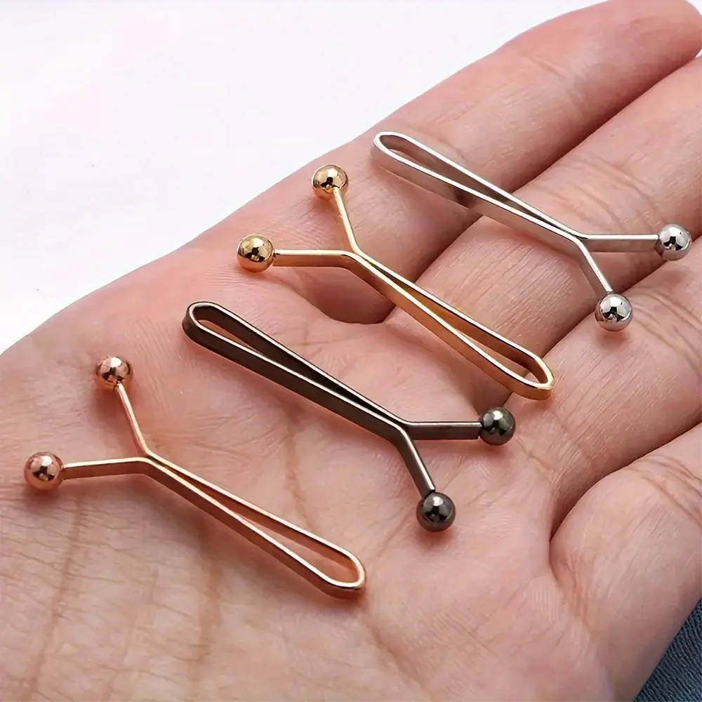 Set of 8 Seamless Shirt Sleeve Clips - Adjustable Non-Slip Cuff Clips for Tightening Waists And Holding Scarves - Assorted Colors Including Rose Golden, Golden, Silvery, And Black Metal.