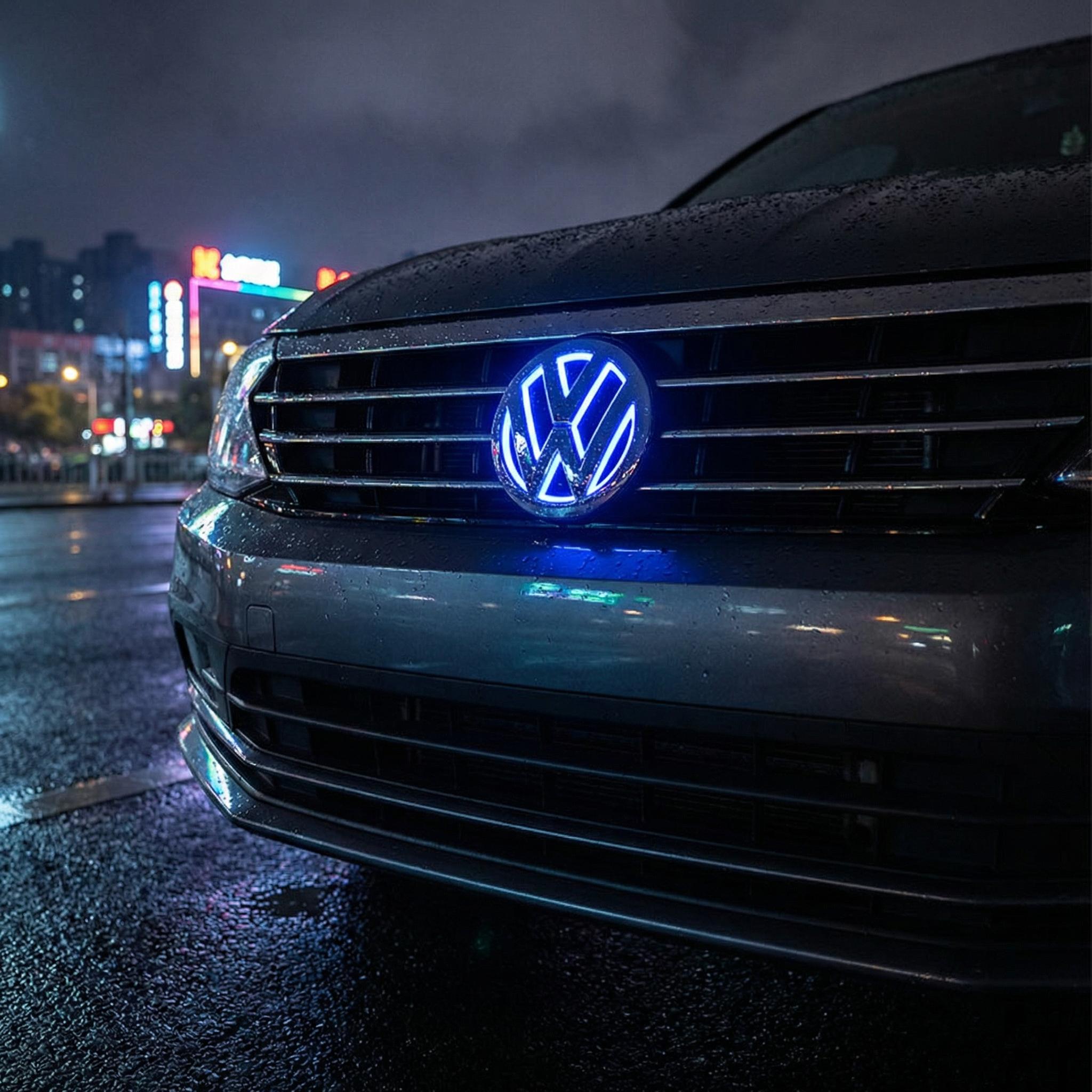 VW LED Logo Light for Volkswagen Golf Jetta Passat CC Polo | 4D/5D Glowing Front Grille Rear Badge Emblem | 11cm Car Atmosphere Decorative Lamp | Modification Accessories Tube Tail Lights Tacoma Roof Top Strobe Bar with RGB Fuse Assortment Kit Puller