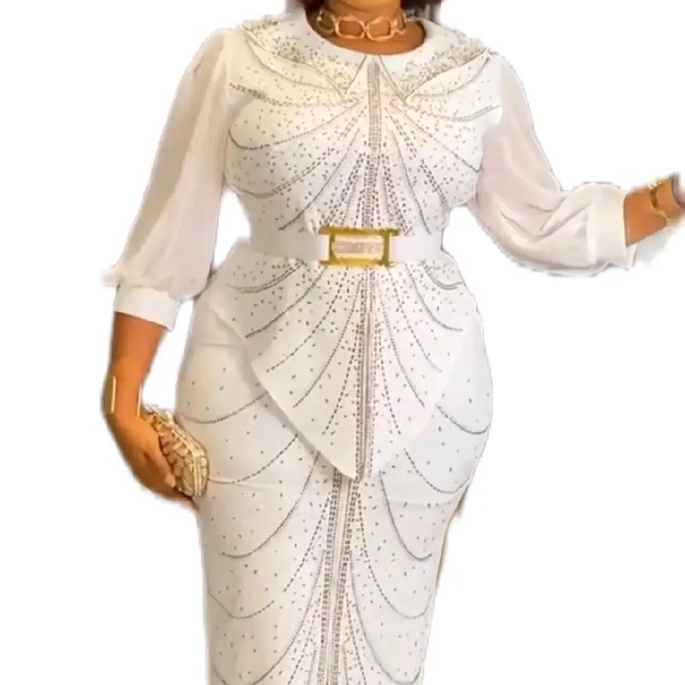 2pcs white set with rhinestones