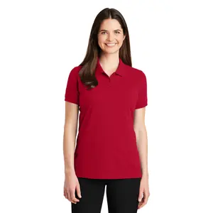 Women's 100% Cotton EZCotton LK8000 Polo Shirt - Collared Neck, Soft, Breathable, Classic Fit, Fitted Cut, Effortless Style, Short Sleeve, Flat Knit Cuffs, Active Top, Clothes for Women Soft Fit Tops