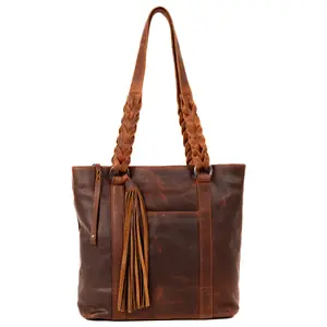 Anti-Theft Bella Leather Tote with Locking Zippers