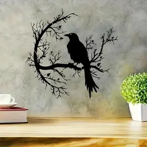Reusable DIY Art Template, Raven Silhouette on Branch Painting Stencil, Home Decor & Craft Supplies, Universal Pet Material