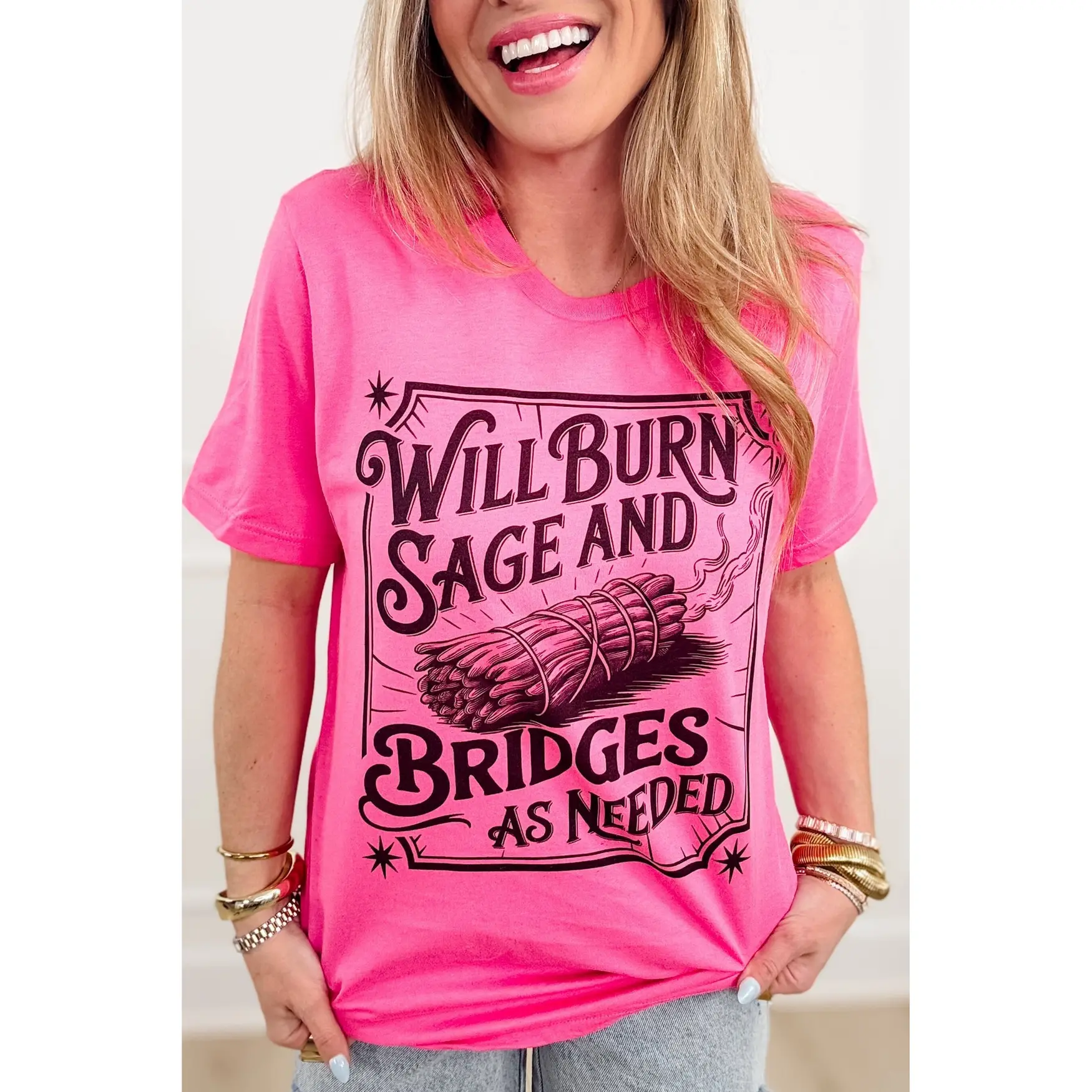Plus/Reg Short Sleeve "Will Burn Sage and Bridges..." Graphic Tee
