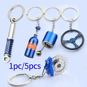 Creative Car Accessories Keychain, Nitrogen Bottle, Wheel HUB, Gear Shift, Shock Absorber, Steering Wheel, Brake Disc, Metal Keychain, Gift Keychain