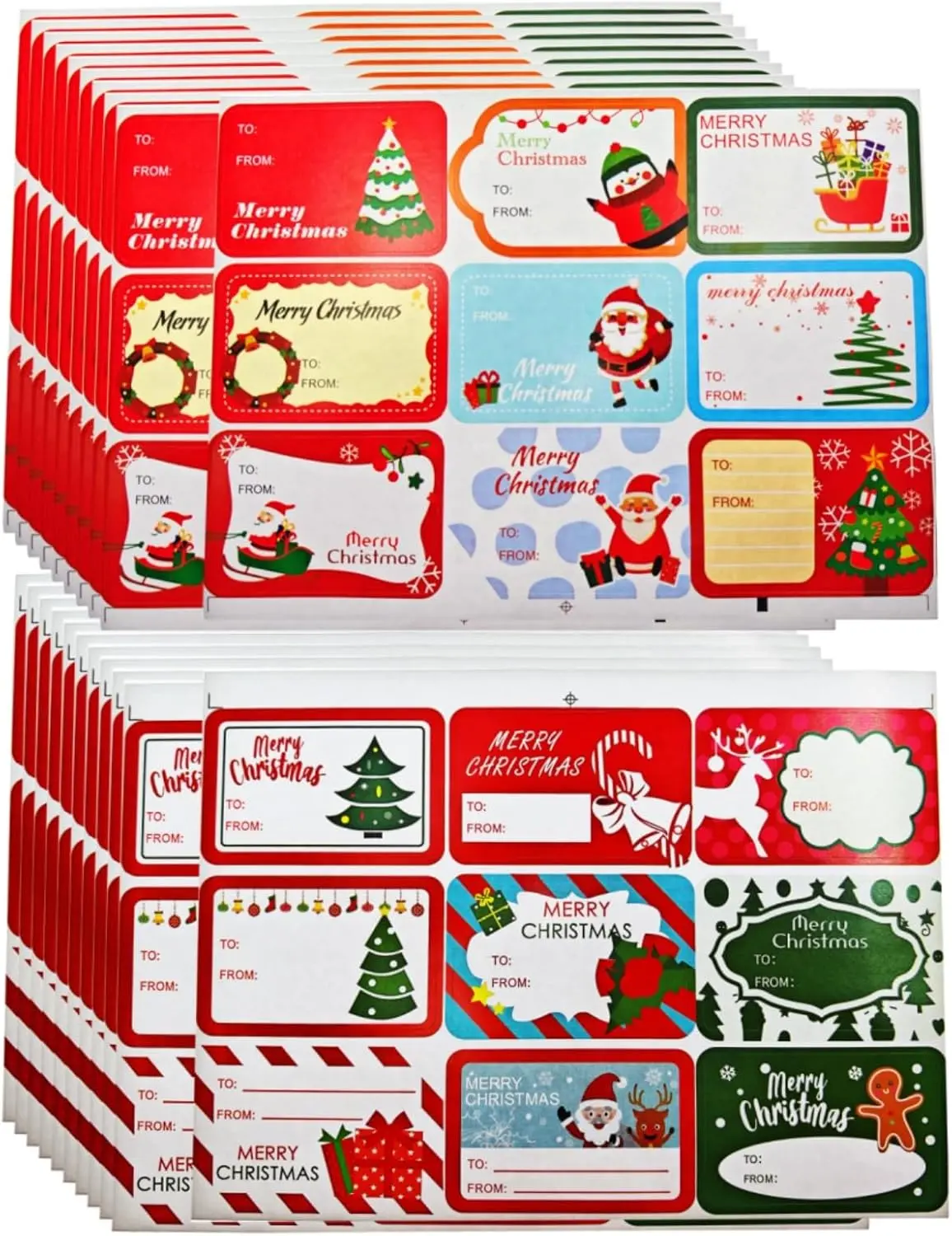 Christmas  Tags Sticker, 180 count Self Adhesive Christmas Labels Stickers Xmas Name Tag Holiday Stickers for Present Decorations Wrapping Paper DIY Xmas