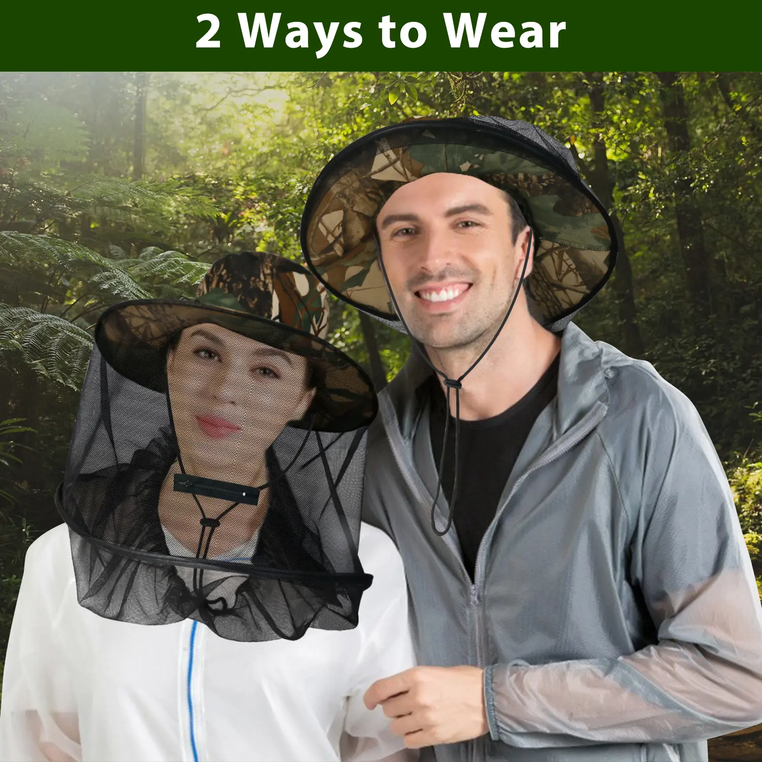 Foldable Zipper Mosquito-Proof Hat for Fishing, Beekeeping,Breathable Mesh Design,Unobstructed Vision,Easy-to-Carry,Sports & Outdoor Accessory for Camping