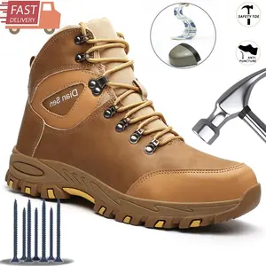 Men's Steel Toe Worker Safety Footwear - Closed, Mesh, Anti-Smashing, Anti-Puncture, Wear-Resistant, Comfortable, Water-Resistant Work Boots for Construction Sites