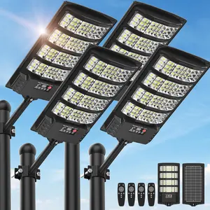 Solar Street Lights Outdoor Waterproof , 320°Wide Angle Flood light, LED Solar Parking Light with Motion Sensor and Remote Control for Outdoor, Streets, Courtyards,Parking Garages