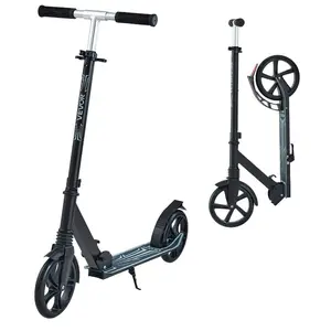 VEVOR Kick Scooter for Kids Ages 8+, Teens Adults, 2-Wheel Toddler Scooter with Adjustable Height Handlebar, Wide Anti-Slip Deck, Foldable Lightweight Frame for Boys Girls up to 220 lbs, Black