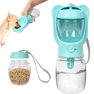 Dog water bottle, portable pet water bottle with food container, outdoor portable water dispenser, suitable for cats, puppies, pet walking, hiking, travel, puppy essentials, dog supplies
