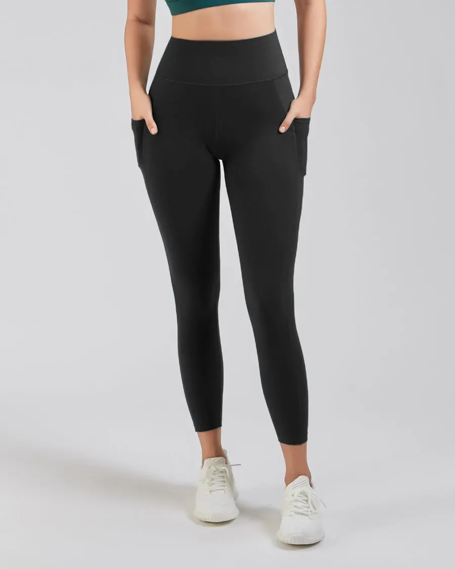 Stelle Women's High Waisted Pocket Leggings, Buttery-Soft Capri Shaping Activewear with Tummy Control for Yoga & Fitness, Shaping Leggings, High Waisted Leggings