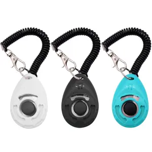 Dog Training Clicker with Wrist Strap Durable Lightweight Easy to Use,Pet Training Clicker for Cats Puppy Birds Horses,Perfect for Behavioral Training 3-Pack (Black,White and Water Lake Blue) (3)