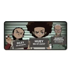 Extra Large Nostalgic Cartoon Mousepad - Boondocks-Inspired Design, Anti-Slip Rubber Base, Large/Extra Large Size Gamer Pad