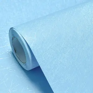 Light Blue Silk Textured Decorative Wallpaper - Removable Self-Adhesive Waterproof Contact Paper, Easy-Install DIY Wall Mounted House Decor for Indoor Home Bedroom, Bathroom Walls (15.7"×118")
